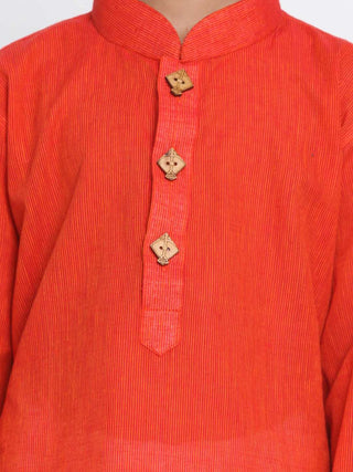 VASTRAMAY Boy's Red Cotton Kurta and Pyjama Set