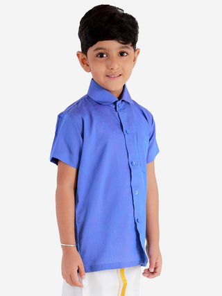 JBN Creation Boys' Turquoise Blue Cotton Short Sleeves Ethnic Shirt