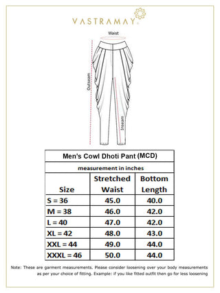 VASTRAMAY Men's Beige Cotton Silk Blend Printed Dhoti Pant