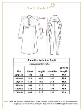 VASTRAMAY Men's Plus Size Maroon Zari Weaved Kurta Dhoti Set