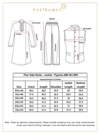 VASTRAMAY Men's Plus Size Fawn and Coffee Brown Cotton Blend Jacket Kurta Pyjama Set