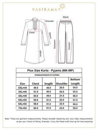 VASTRAMAY Men's PLUS Size Gold Zari Weaved Kurta Pyjama Set