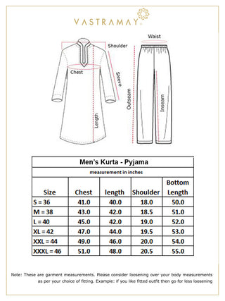 VM BY Vastramay Men's Beige And Black Silk Blend Kurta Pyjama Set