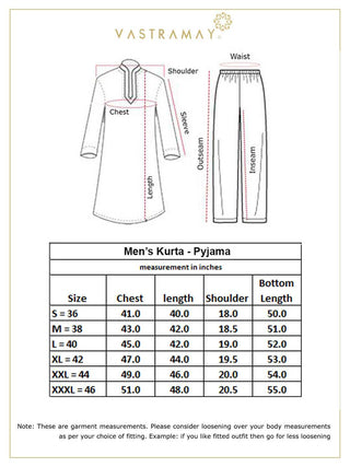 VM BY VASTRAMAY Men's Cream Cotton Blend Kurta and Pyjama Set