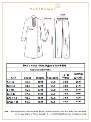 VASTRAMAY Men's Rust And White Cotton Blend Kurta Pyjama Set