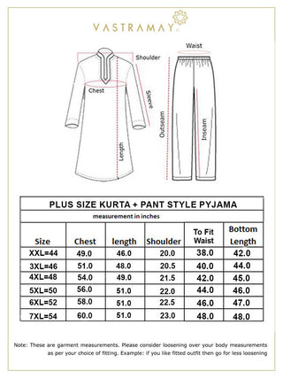 VASTRAMAY Men's Plus Size Cream Silk Blend Kurta Pant Set