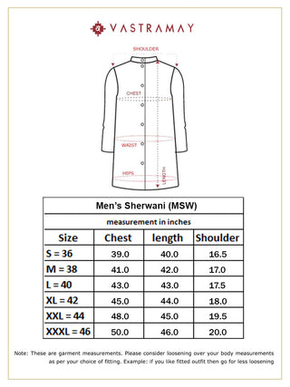 Vastramay Men's Pink Slim Fit Brocade Woven Design Sherwani Set-Only Top
