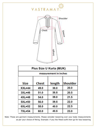 VASTRAMAY Men's Plus Size Maroon Silk Blend Curved Kurta