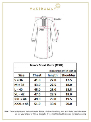 VM BY VASTRAMAY Men's Black Short Cotton Kurta