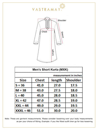 VM BY VASTRAMAY Men's Cream Short Cotton Kurta