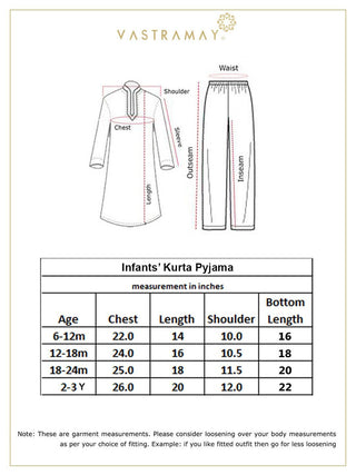 Vastramay Infant Boys Yellow And White Cotton Kurta Pyjama Set