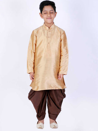 VASTRAMAY Boy's Coffee Brown Solid Relaxed-Fit Dhoti
