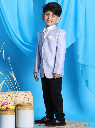 VASTRAMAY Boy's Lavender Woven Design Blazer