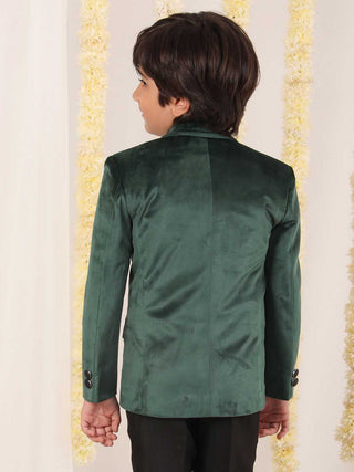 VASTRAMAY Boy's Green Velvet Blazer