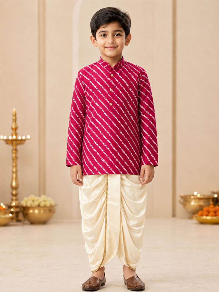 Boy Navy Blue Rayon Kurta and Dhoti Set Festive, Festive Glitz, Indated Traditions, All regions, Raksha Bandhan, Navratri Ethnic Wear