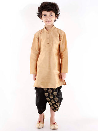 VASTRAMAY Boys' Black Traditional Embroidered Dhoti