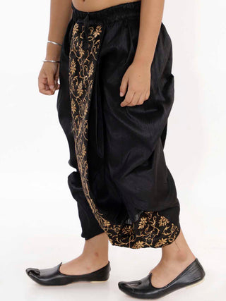 VASTRAMAY Boys' Black Silk Blend Embroidered Dhoti