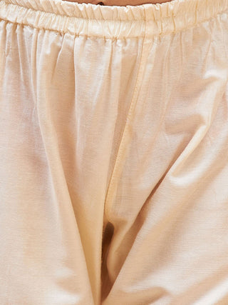 VASTRAMAY Boys' Grey Velvet Indo With Cream Pant Set