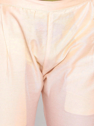 VASTRAMAY Boys' Peach Indo With Cream Pant Set