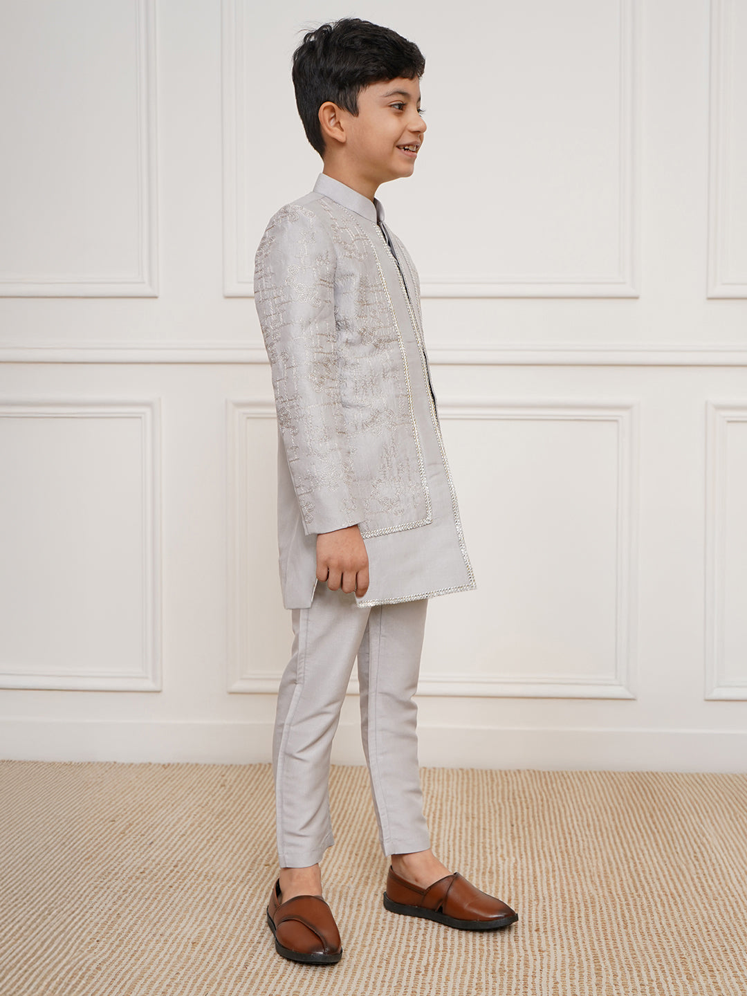 Boy's' Silver Indowestern Set