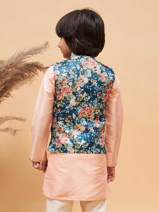 VASTRAMAY Peach Floral Jacquard Jacket
