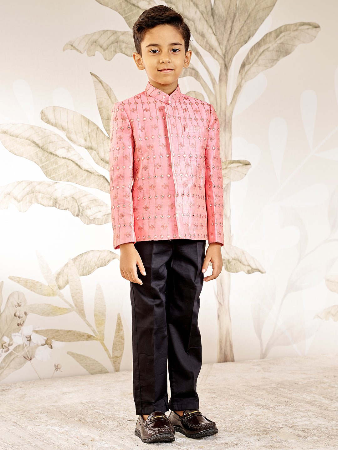 Boy's Pink Silk Blend Jodhpuri