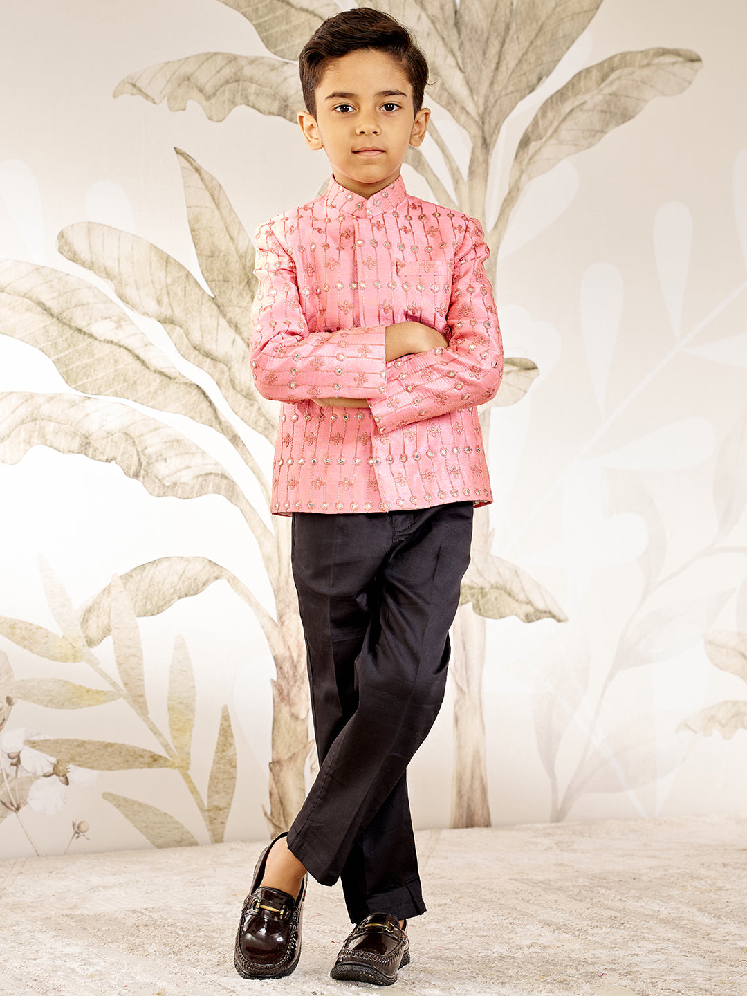 Boy's Pink Silk Blend Jodhpuri