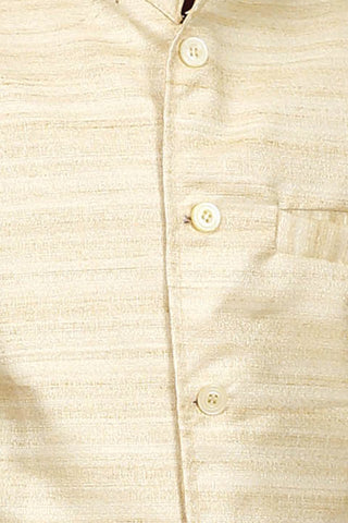 VASTRAMAY Boys' Beige Cotton Silk Nehru Jacket