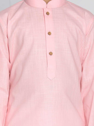 VASTRAMAY Boys Pink And White Kurta Pyjama Set
