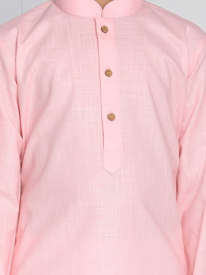 Boys Pink And White Kurta Pyjama Set
