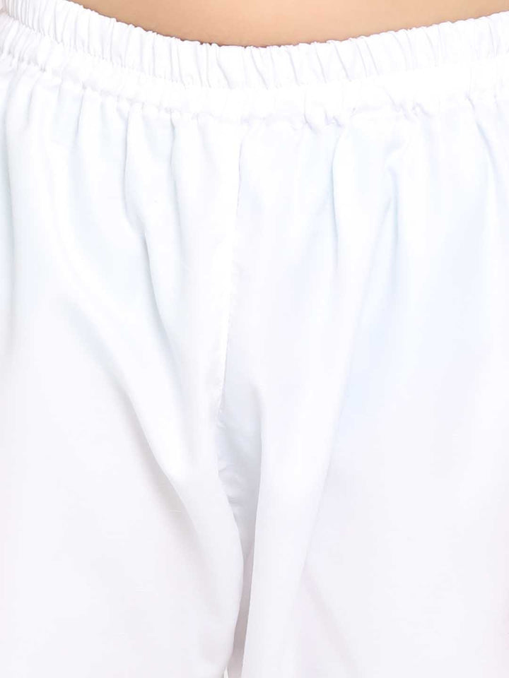 Boys Pink And White Kurta Pyjama Set