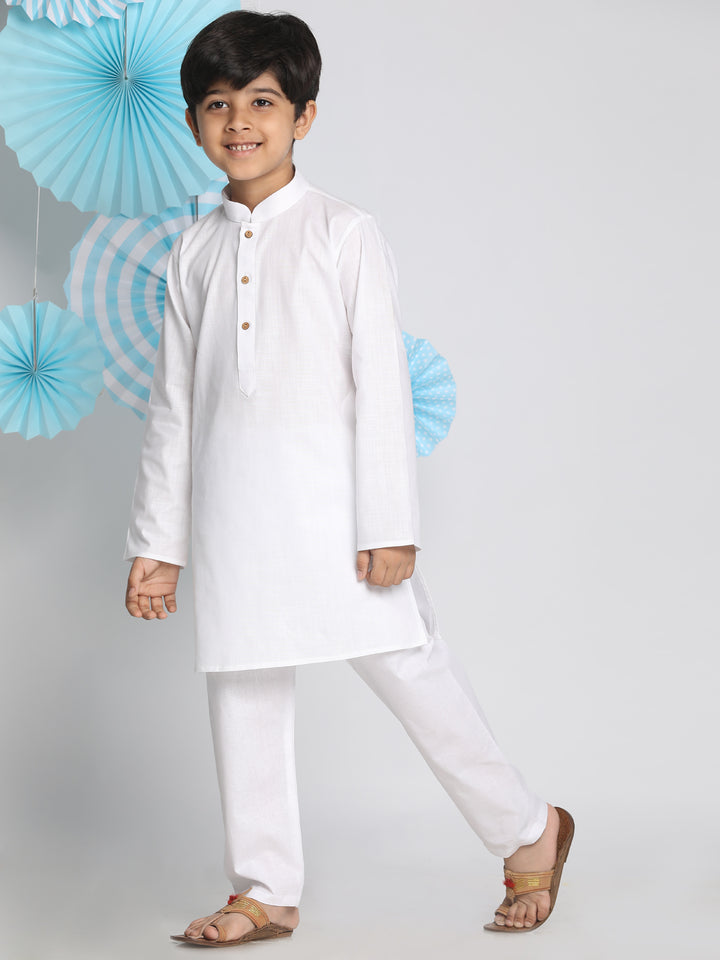 Boys White Kurta Pyjama Set