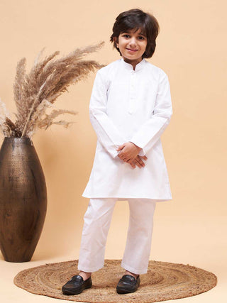 Vastramay Boy's White Kurta and Pyjama Set