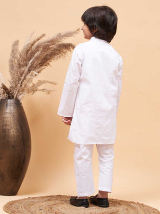 JBN CREATION Boy's White Kurta and Pyjama Set