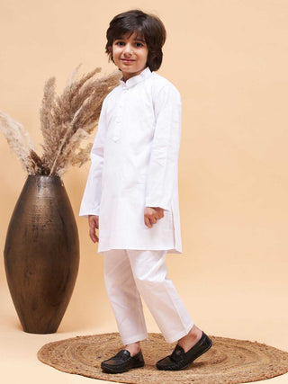 Vastramay Boy's White Kurta and Pyjama Set
