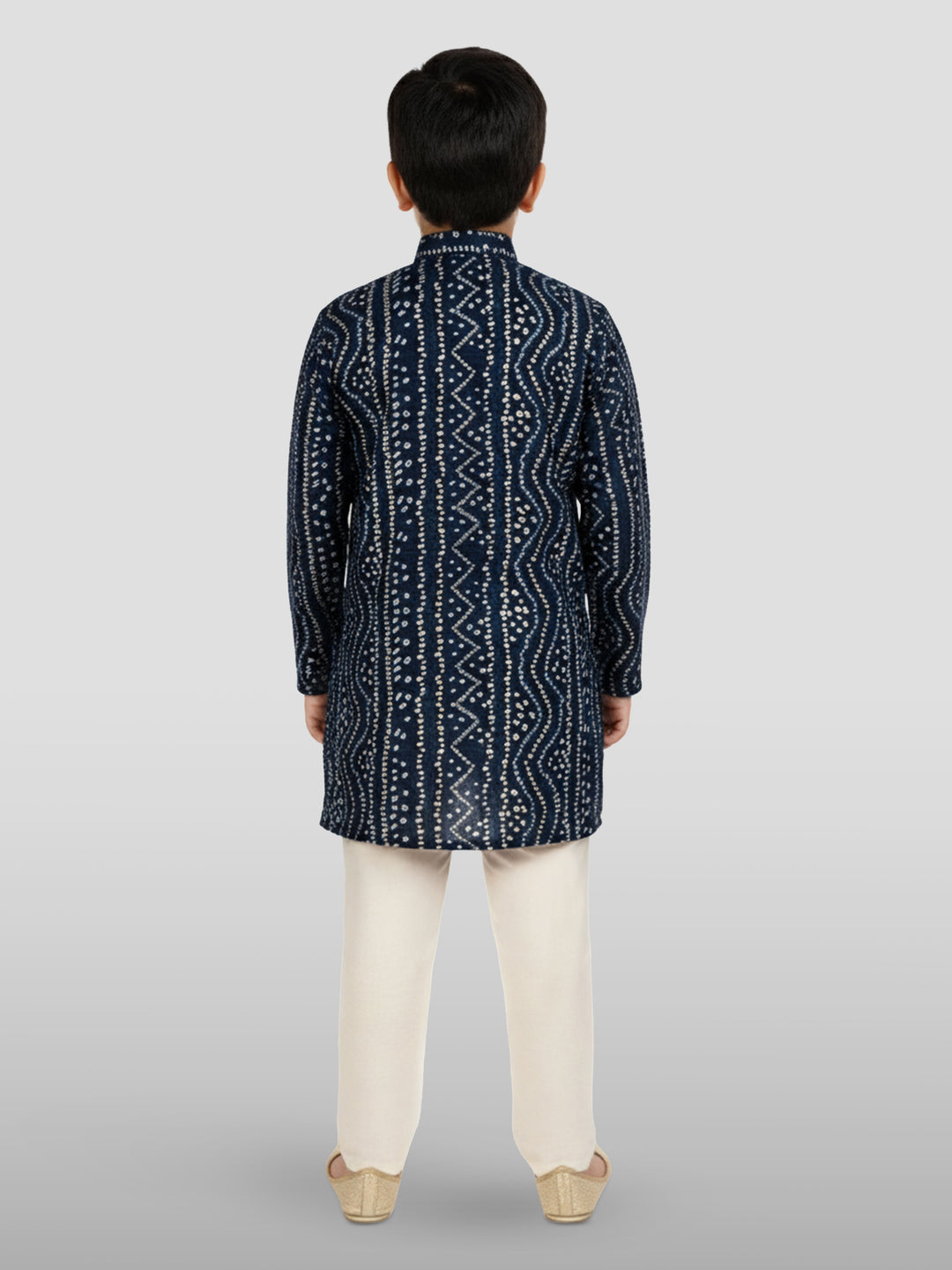 Boys Blue Rayon Bandhni Kurta Pyjama Set