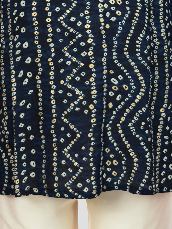 Boys Blue Rayon Bandhni Kurta Pyjama Set