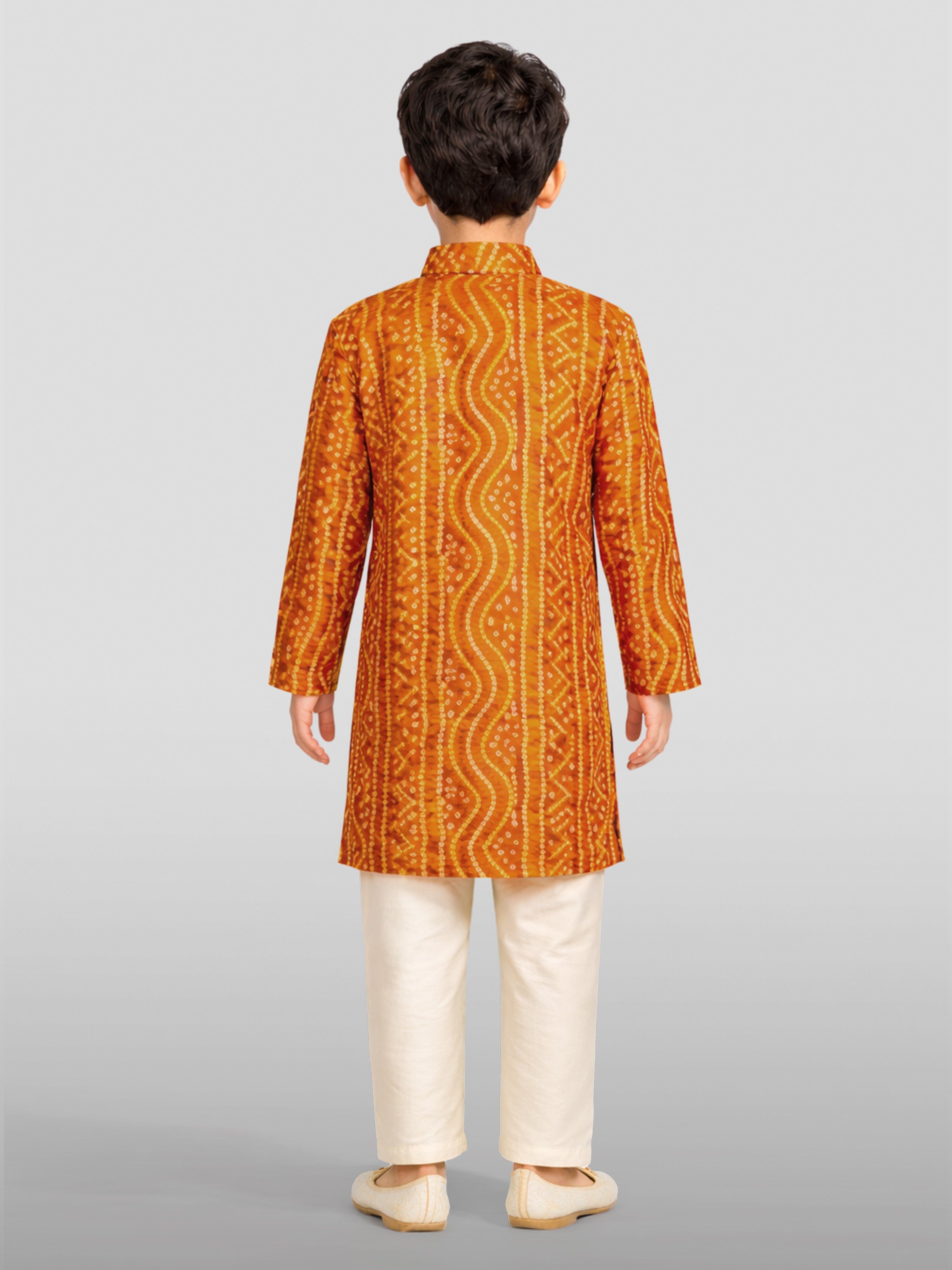 Boys Falsa Pure Cotton Bandhani Digital Print Kurta Pyjama Set