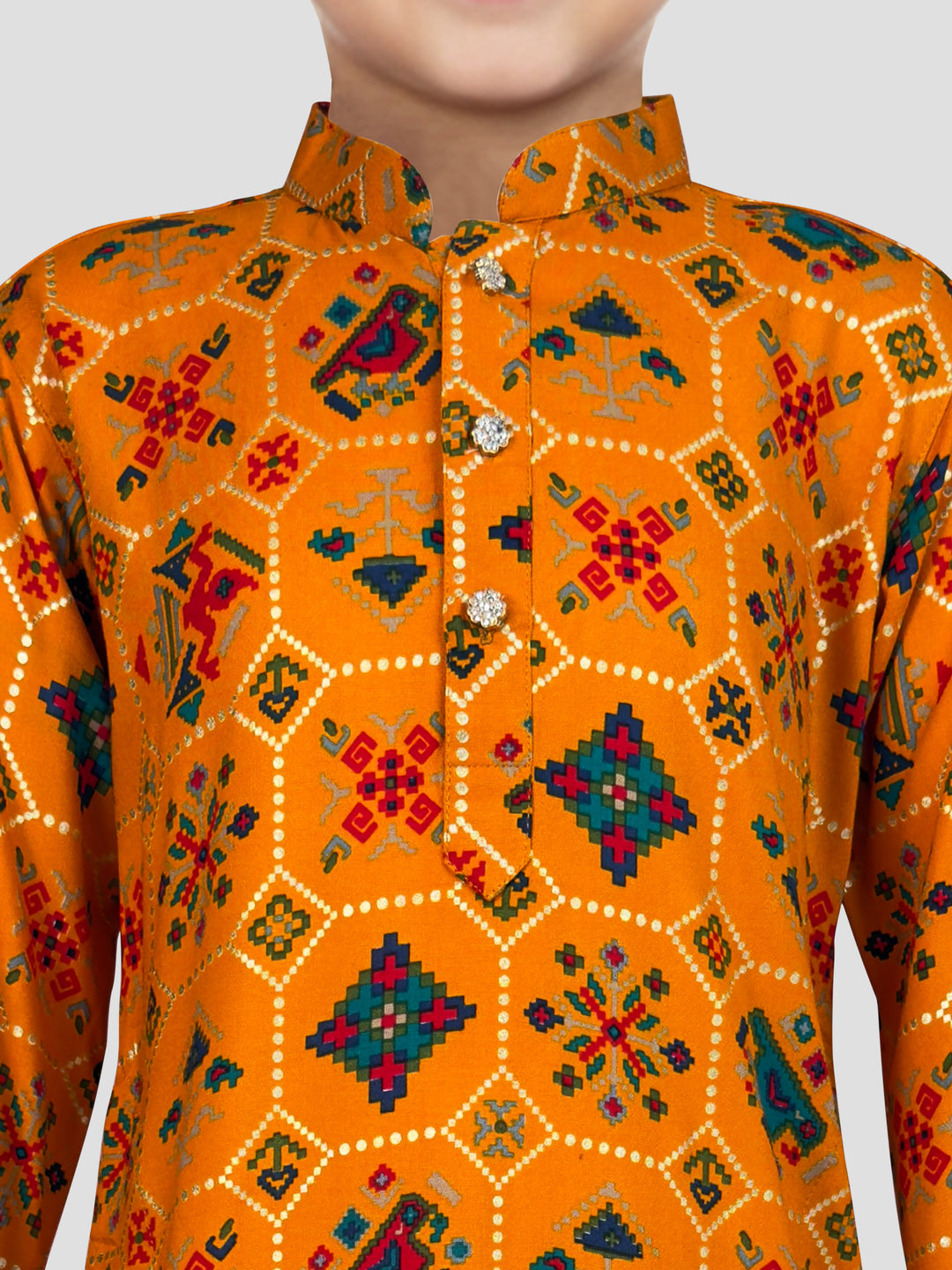 Boys Mustard Rayon Kurta Pyjama Set