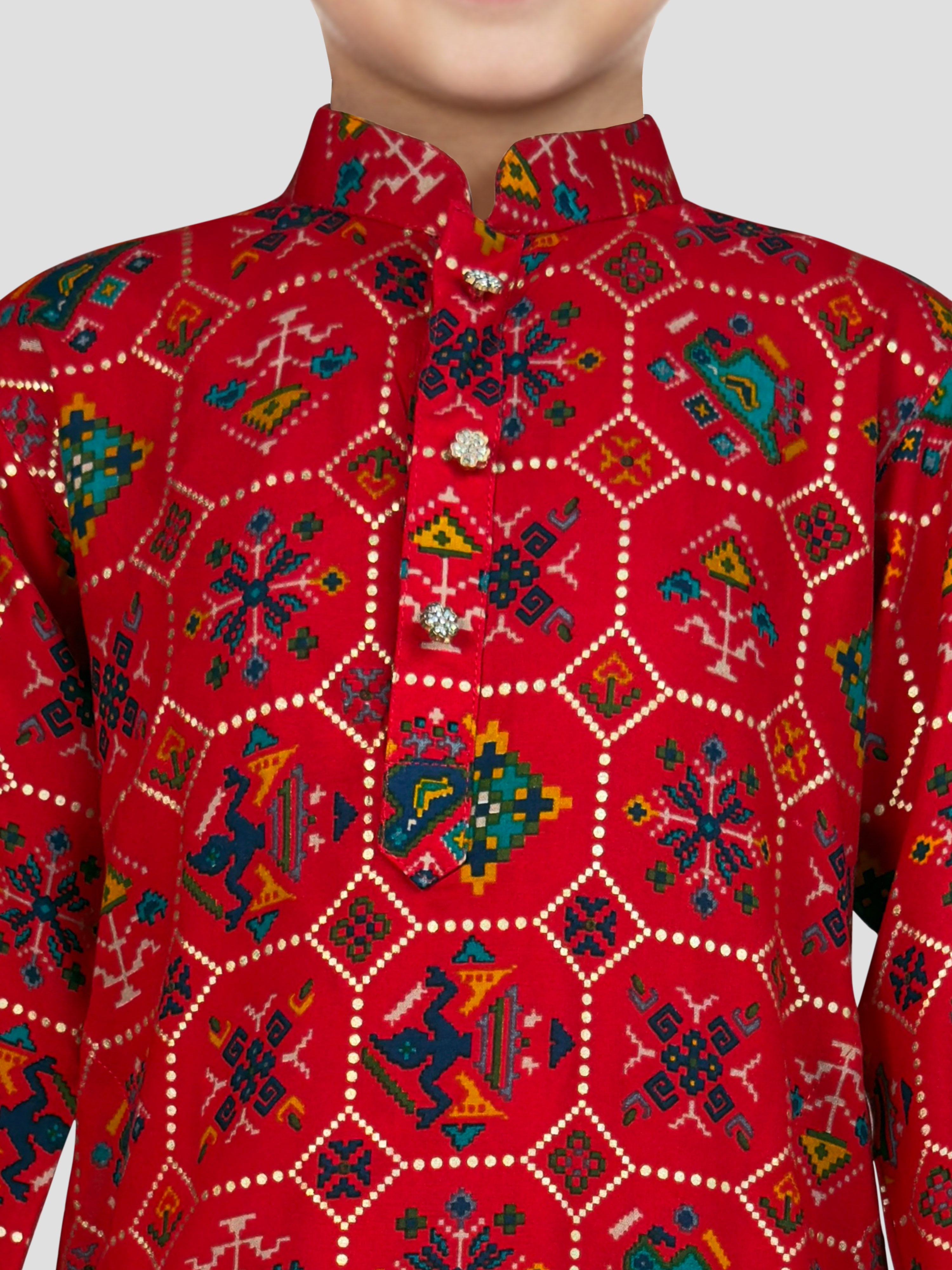 Boy's' Red Kurta And Patiala Set