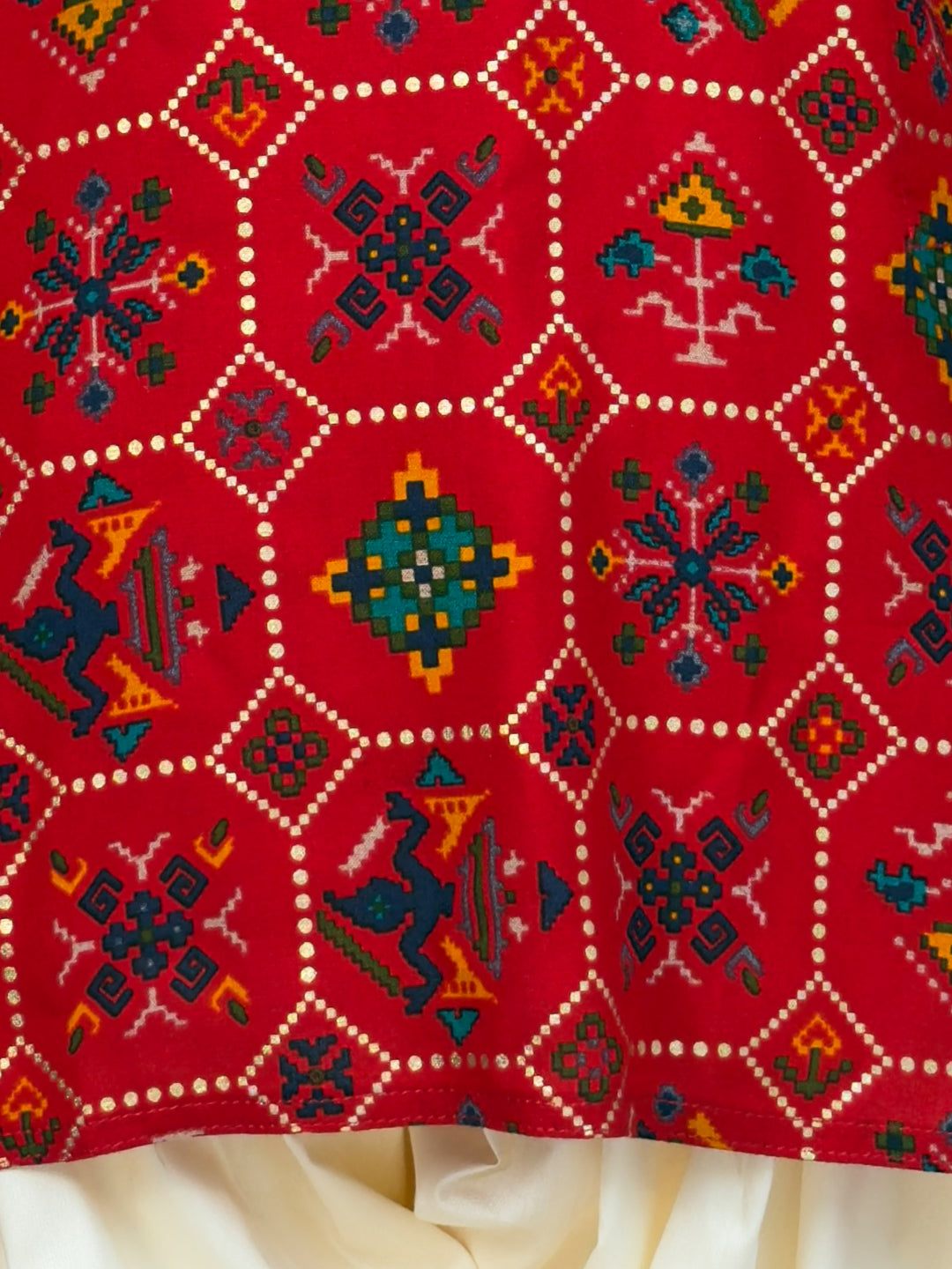 Boys Red Patola Kurta And Patiala Set