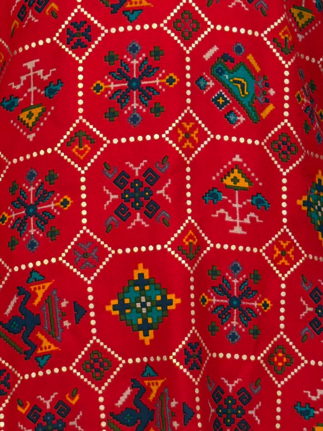 Boys Red Patola Kurta And Patiala Set