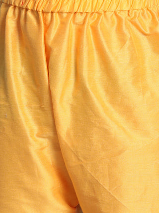 VASTRAMAY Boys' Yellow Sequin With Zari Worked Georgette Kurta Pyjama Set
