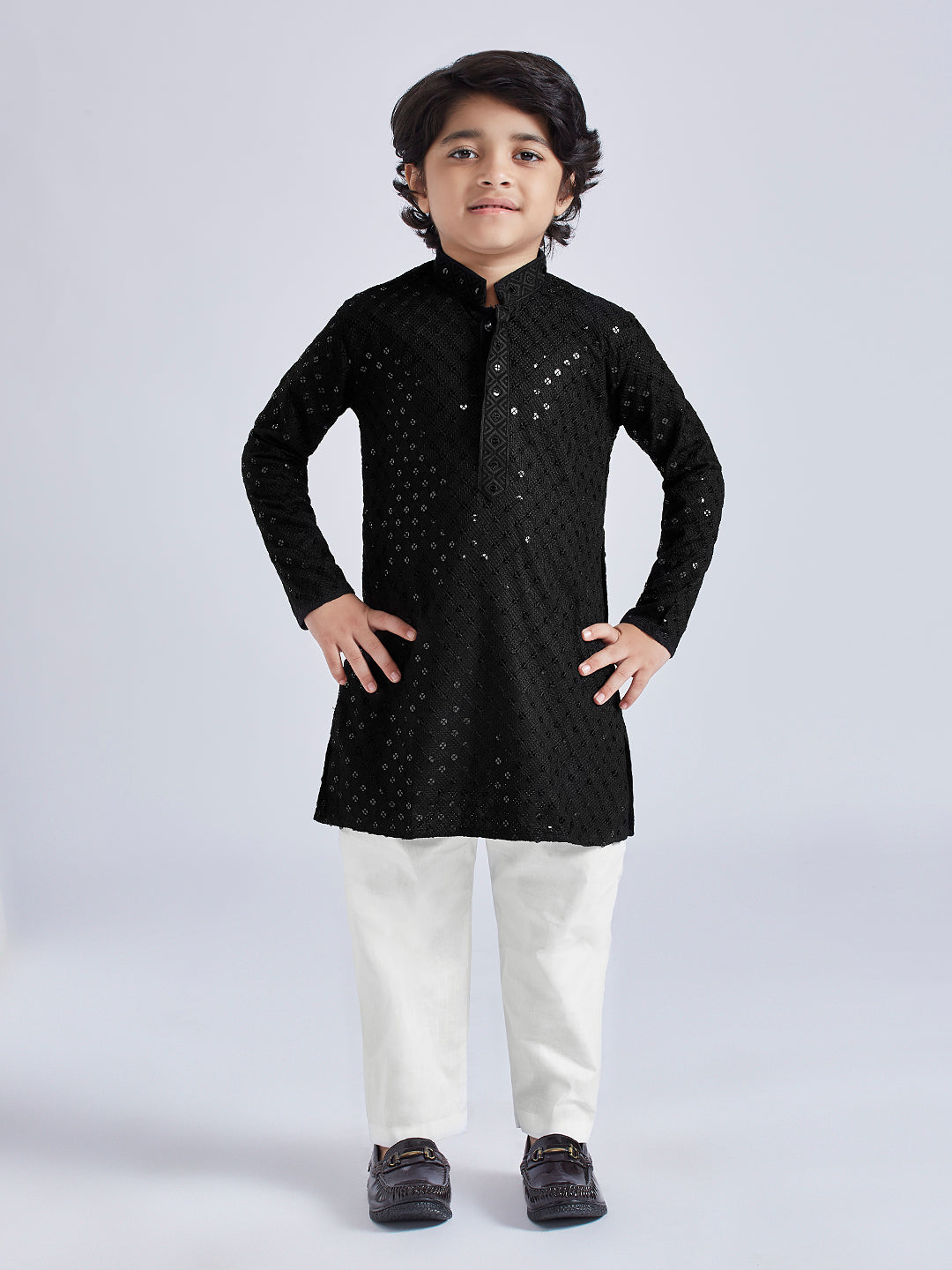 Boy's' Black Kurta And Pyjama Set