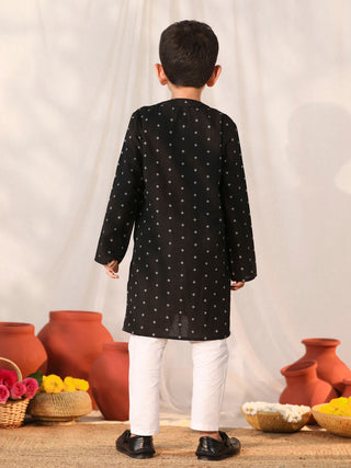 VASTRAMAY Boys' Black Kurta Pyjama Set