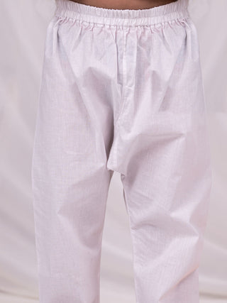 VASTRAMAY Boys' Grey Angrakha Printed Cotton Kurta Pyjama Set
