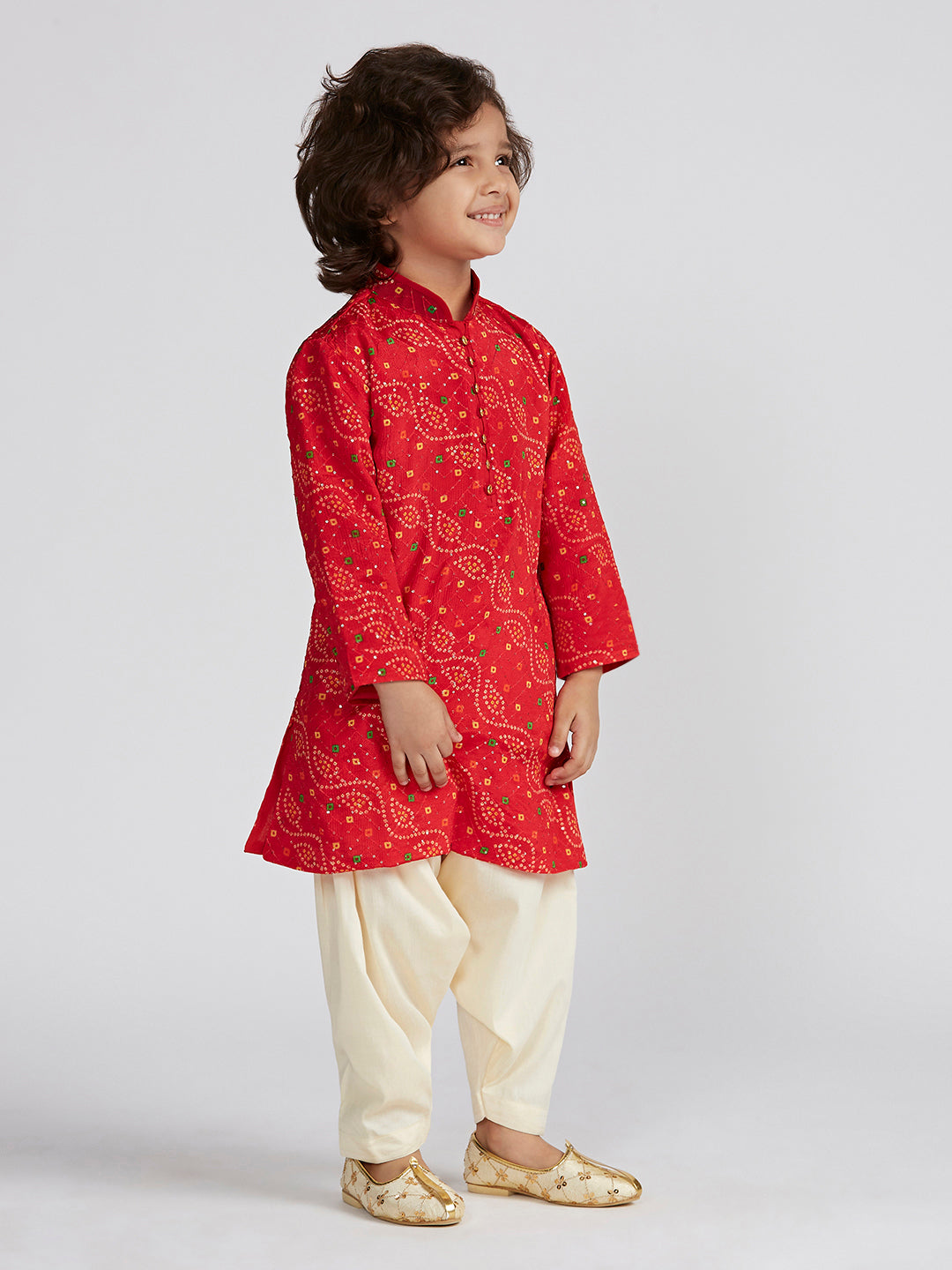 Boy's' Red Kurta And Patiala Set