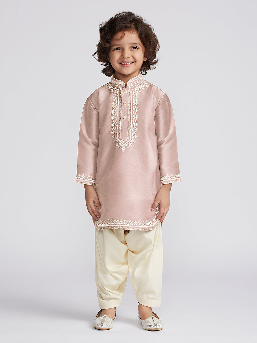 Boy's' Peach Kurta And Patiala Set
