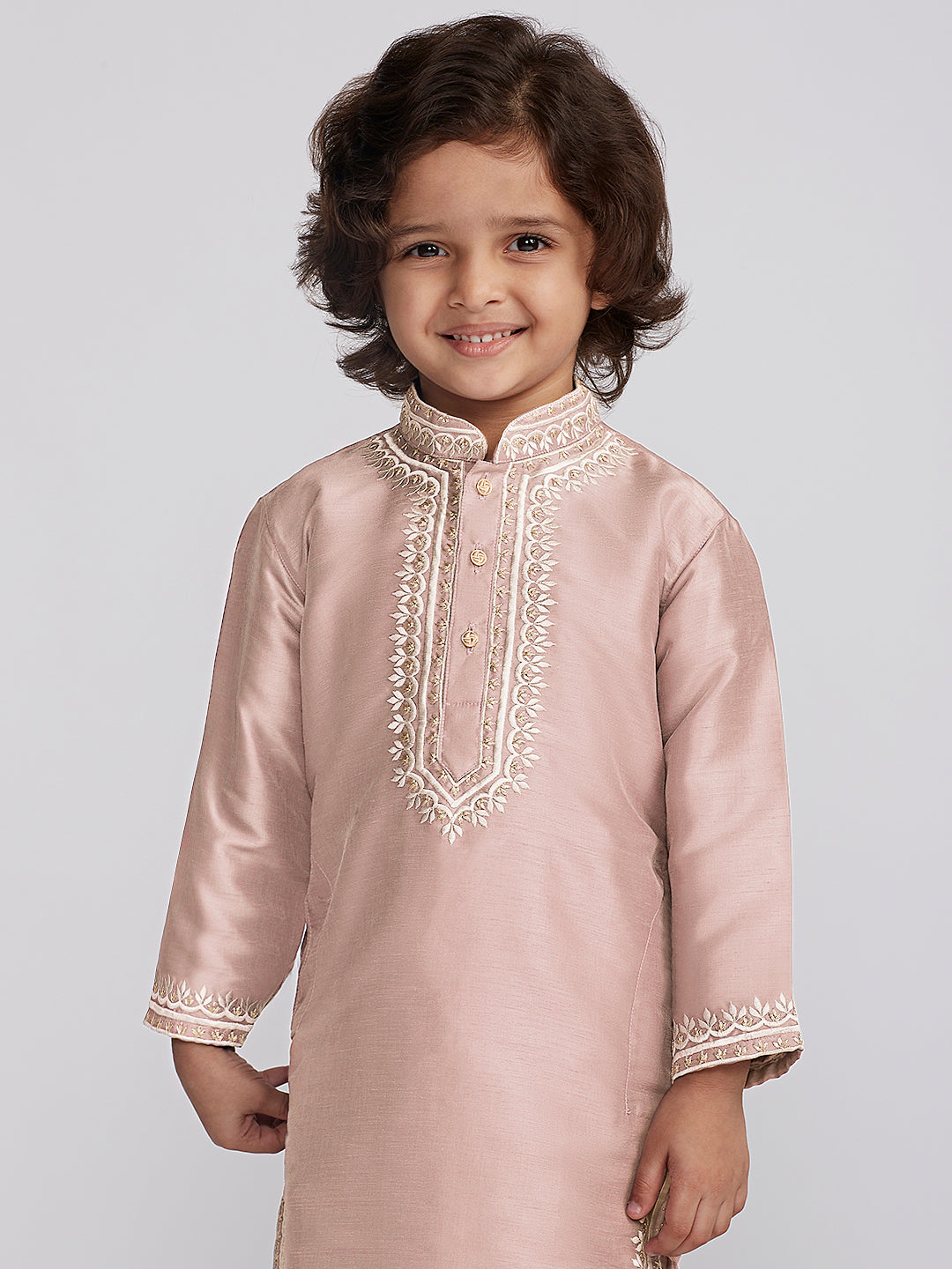 Boy's' Peach Kurta And Patiala Set
