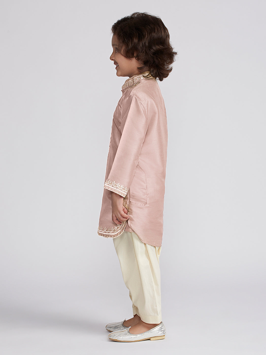 Boy's' Peach Kurta And Patiala Set